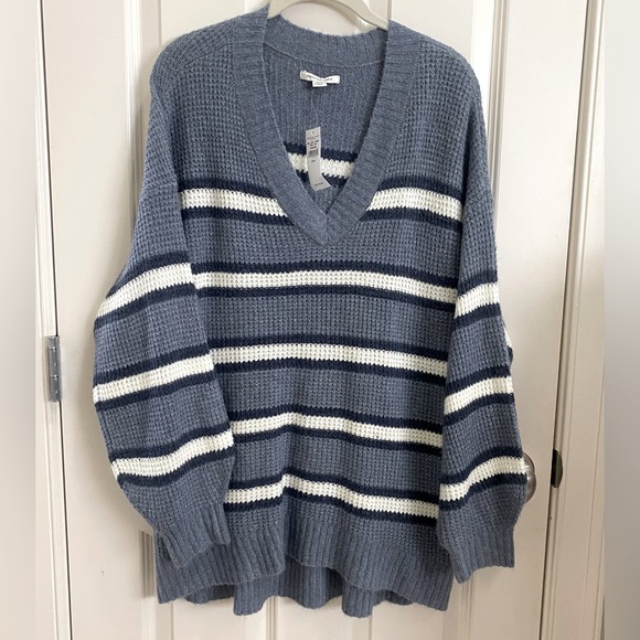 American Eagle tunic v neck striped sweater Sz M - Picture 1 of 5